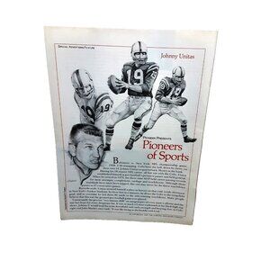 1989 Johnny Unitas Ad Pioneers of Sports Baltimore Colts NFL Legend Print